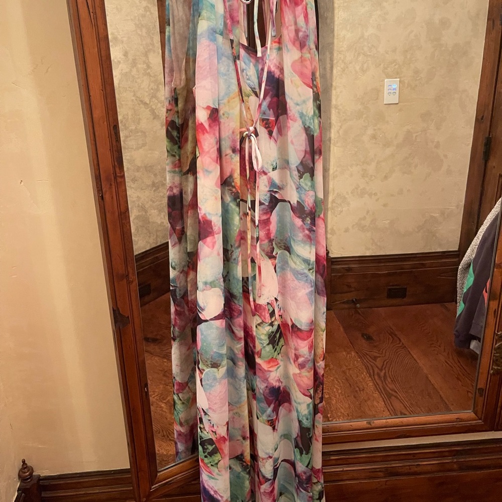 Maggy London Floral Maxi Dress with belt